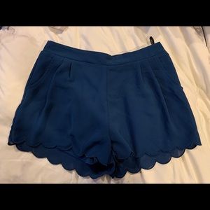 Blue sheer scallop shorts